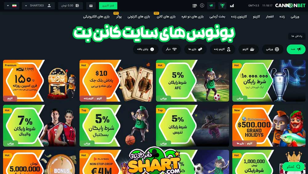 بونوس های سایت کانن بت